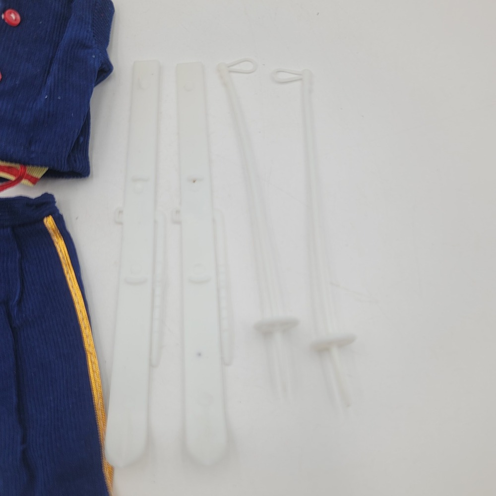 VTG Ken Barbie Doll Ski Outfit Blue Corduroy Jacket Pants Skis Poles Boots Set - Picture 3 of 8